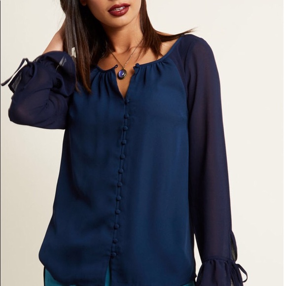 MothCloth Blue Blouse Bell Sleeve Sz 3X x141/ - Picture 3 of 5